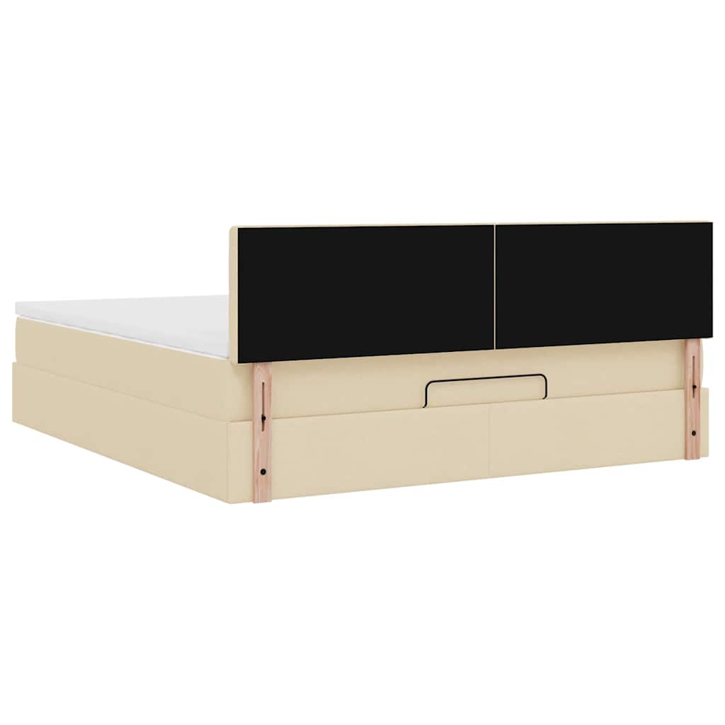 Otomanski krevet s madracem i LED krem 180x200cm od tkanine