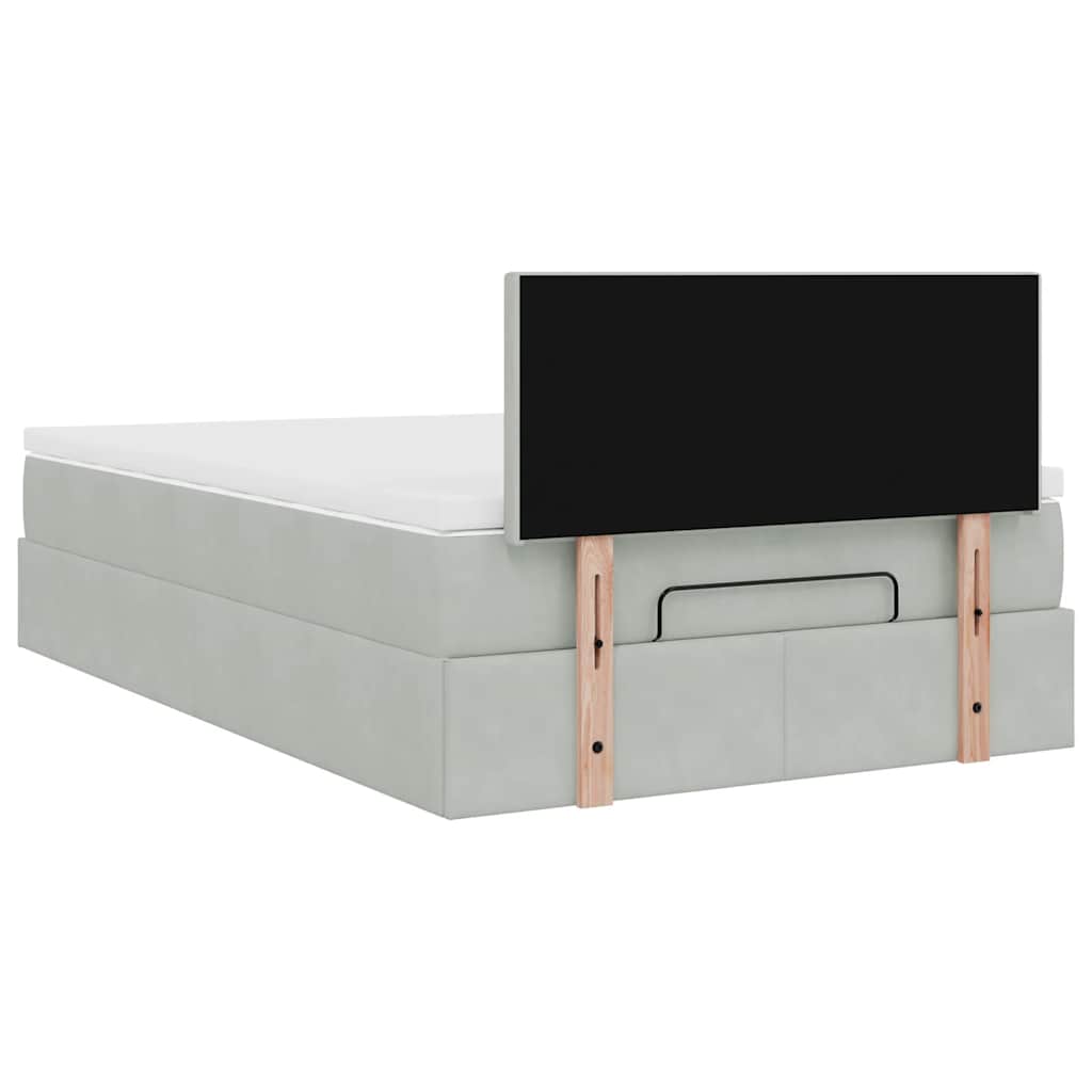 Otomanski krevet s madracem i LED svijetlosivi 120x190cm baršun