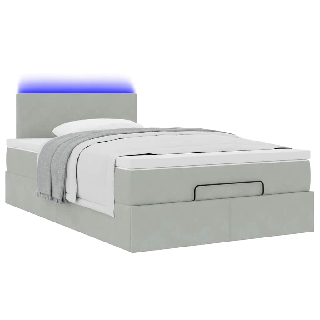 Otomanski krevet s madracem i LED svijetlosivi 120x190cm baršun