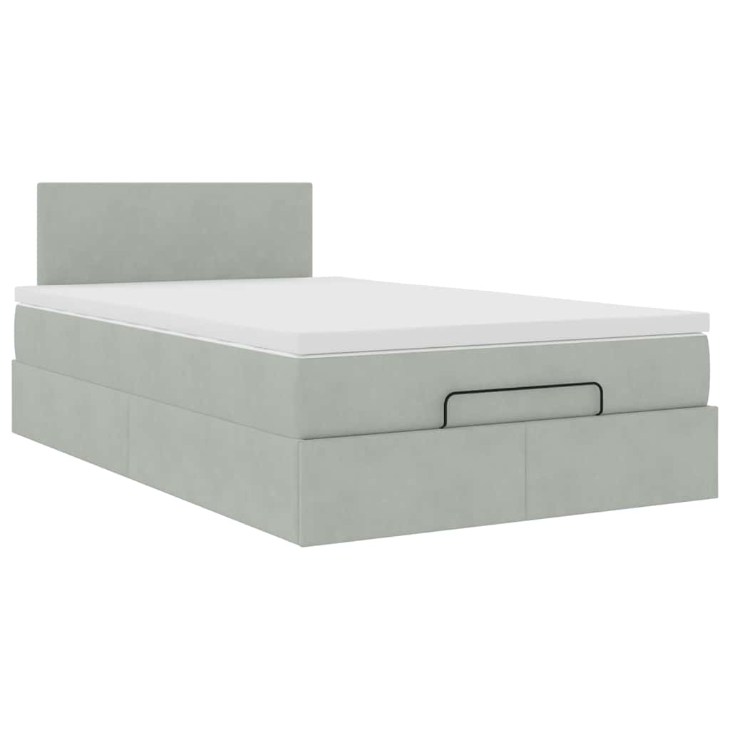 Otomanski krevet s madracem i LED svijetlosivi 120x190cm baršun