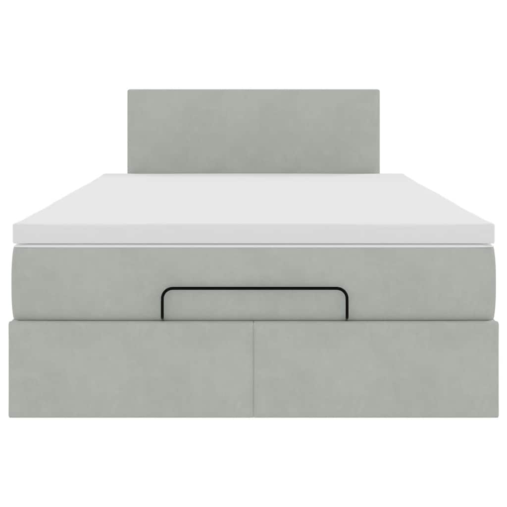 Otomanski krevet s madracem i LED svijetlosivi 120x190cm baršun