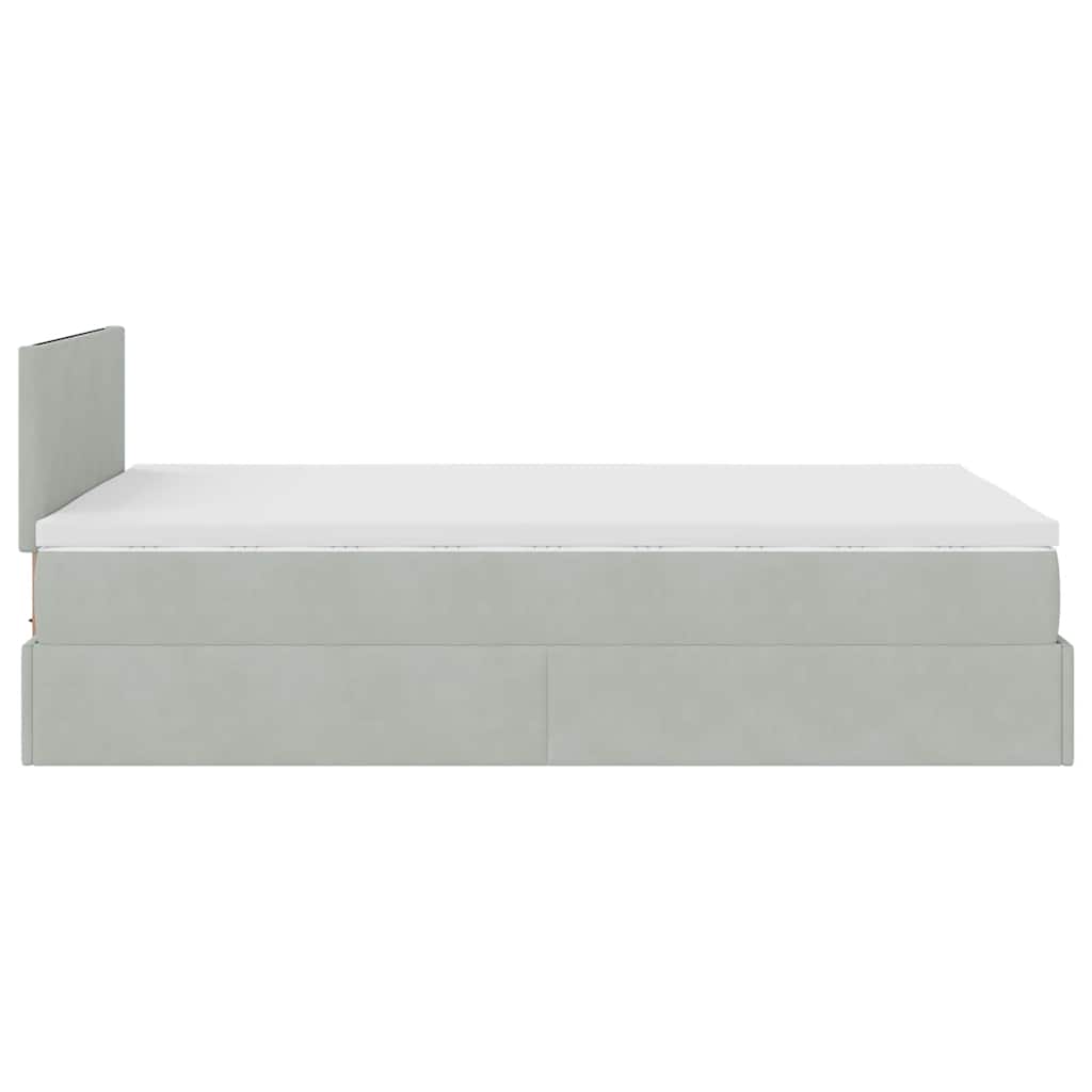 Otomanski krevet s madracem i LED svijetlosivi 120x190cm baršun