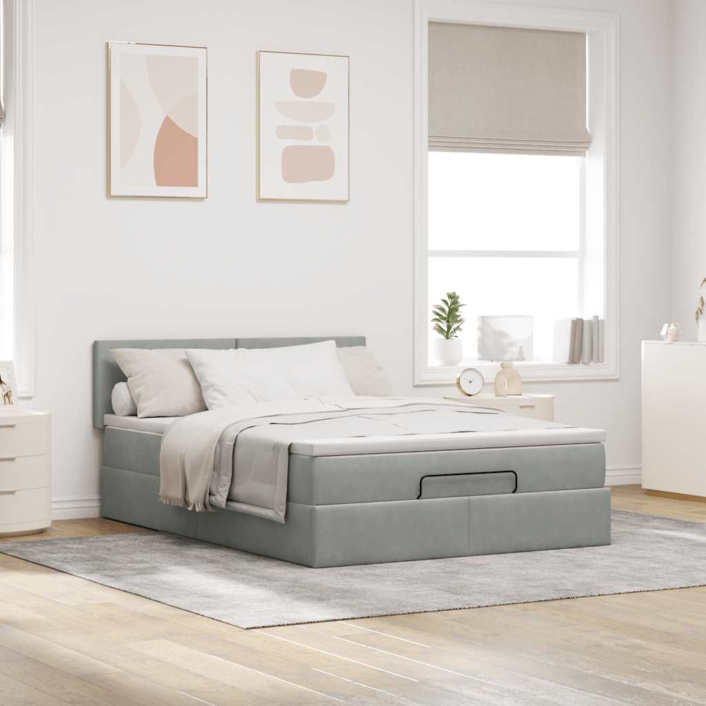 Otomanski krevet s madracem i LED 140x200 cm baršunasti
