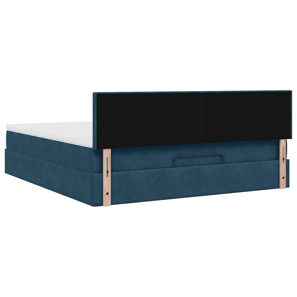 Otomanski krevet s madracem&LED tamnoplavi 180x200cm baršunasti