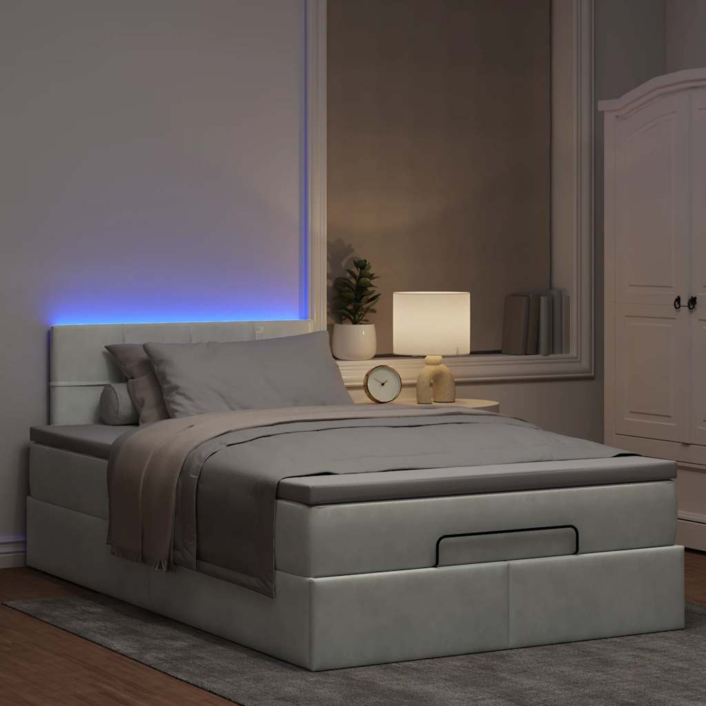Otomanski krevet s madracem i LED svijetlosivi 120x190cm baršun