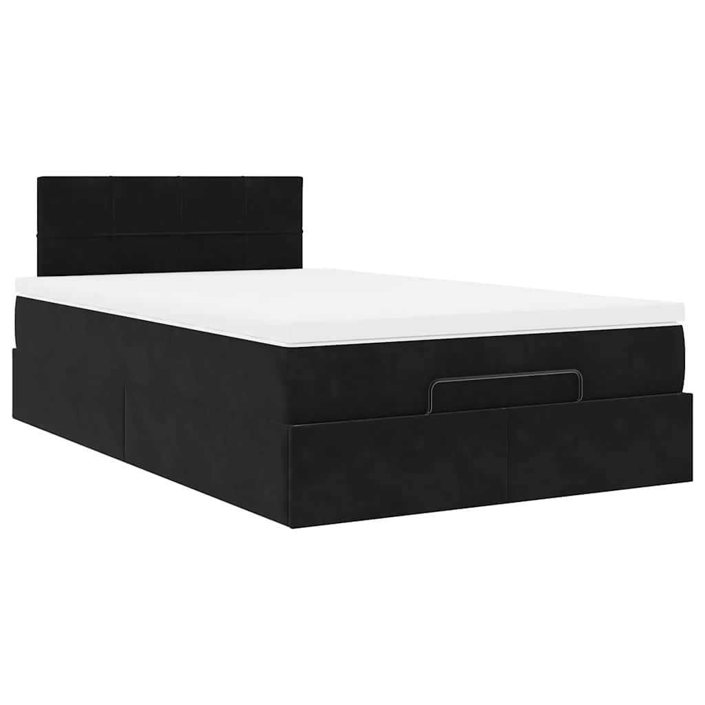 Otomanski krevet madracem i LED crna 120x190 cm baršun