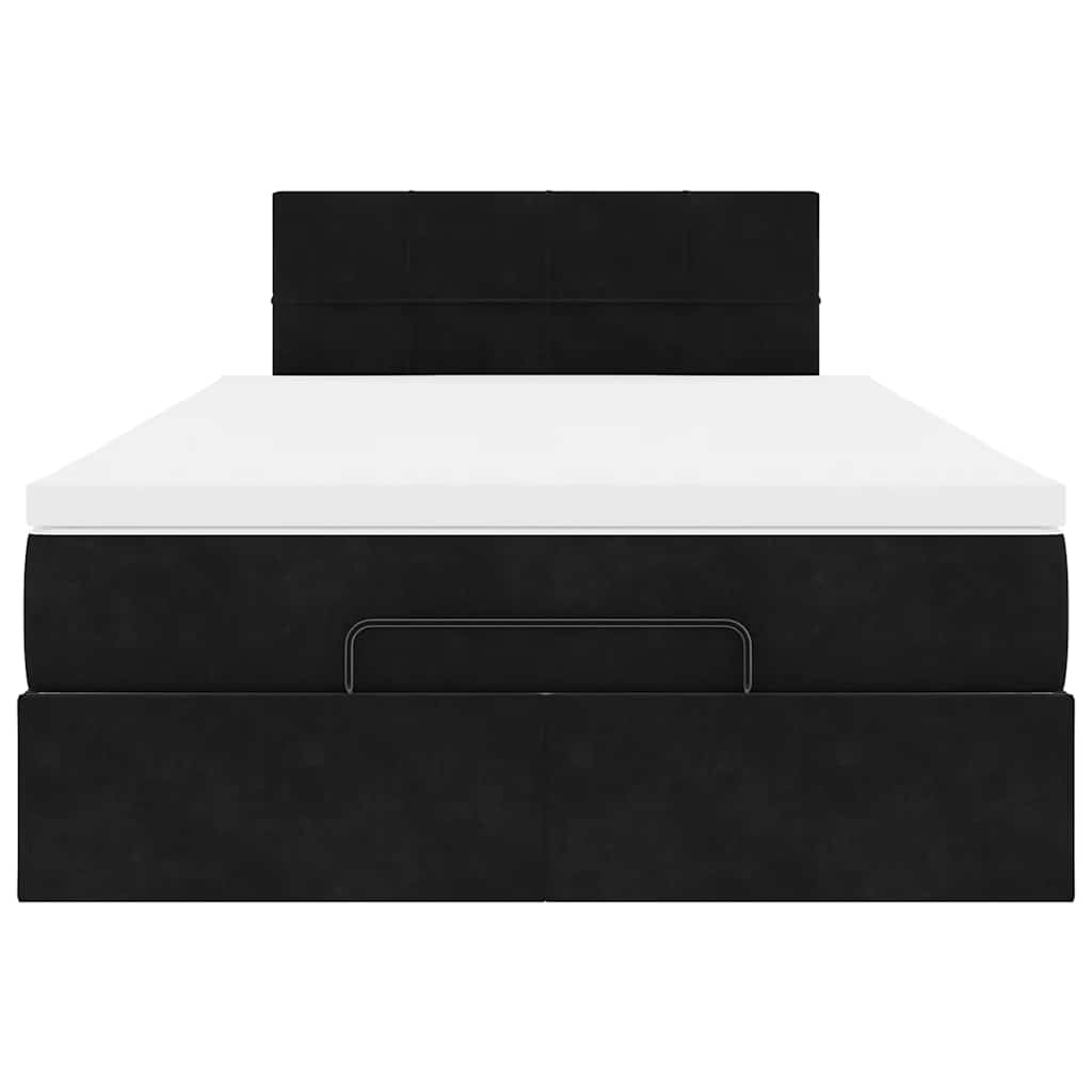 Otomanski krevet madracem i LED crna 120x190 cm baršun