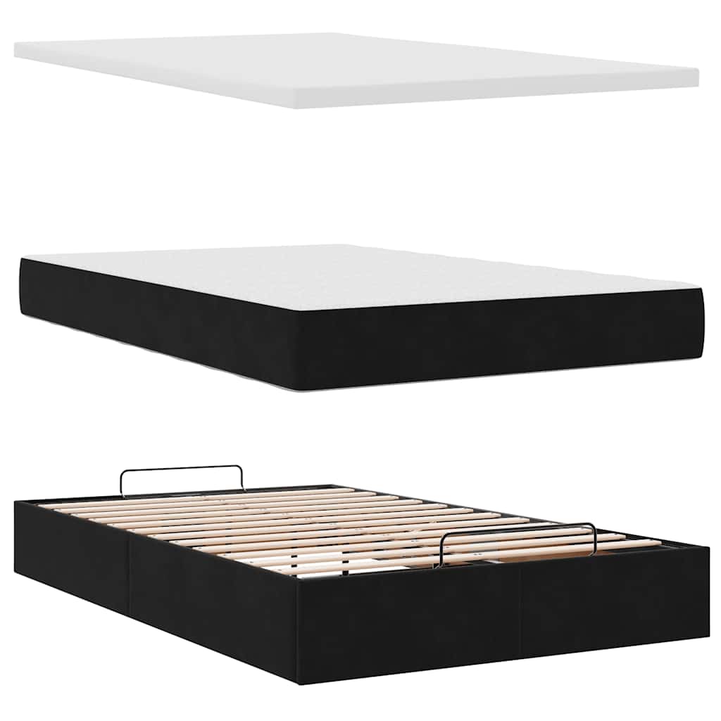 Otomanski krevet madracem i LED crna 120x190 cm baršun