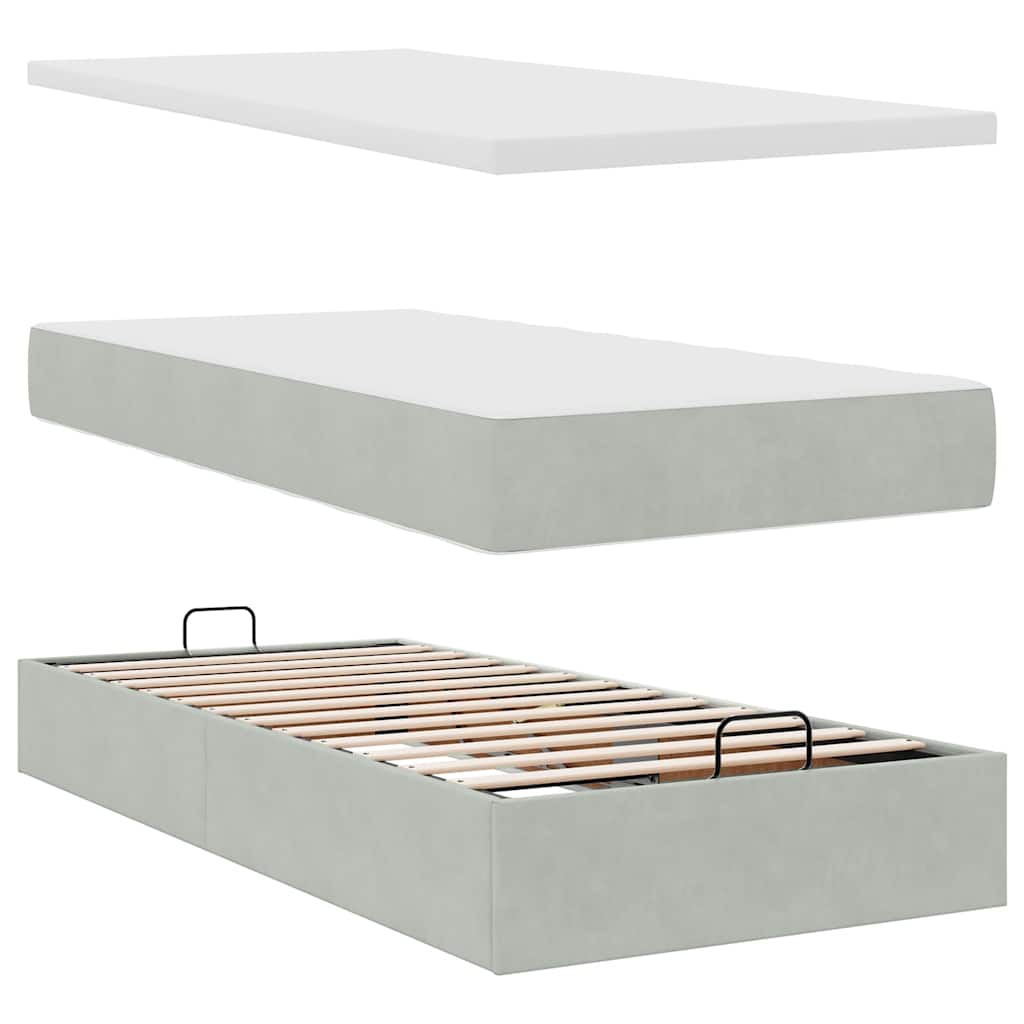 Okvir kreveta s madraca svijetlosivi 90x200cm baršunasti
