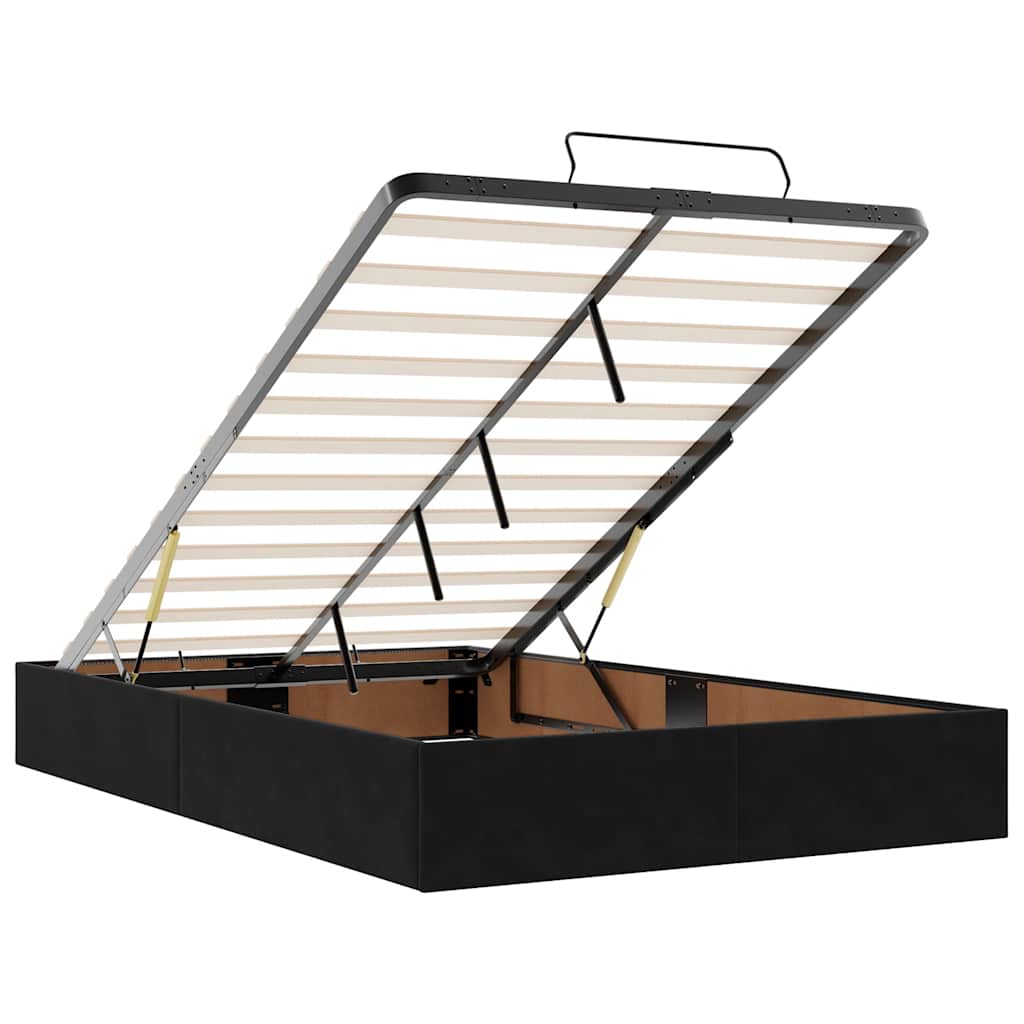 Otomanski krevet s madracem&LED crni 120x200cm baršunasti