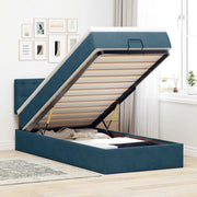Okvir kreveta s madraca tamnoplavi 90x190cm baršunasti