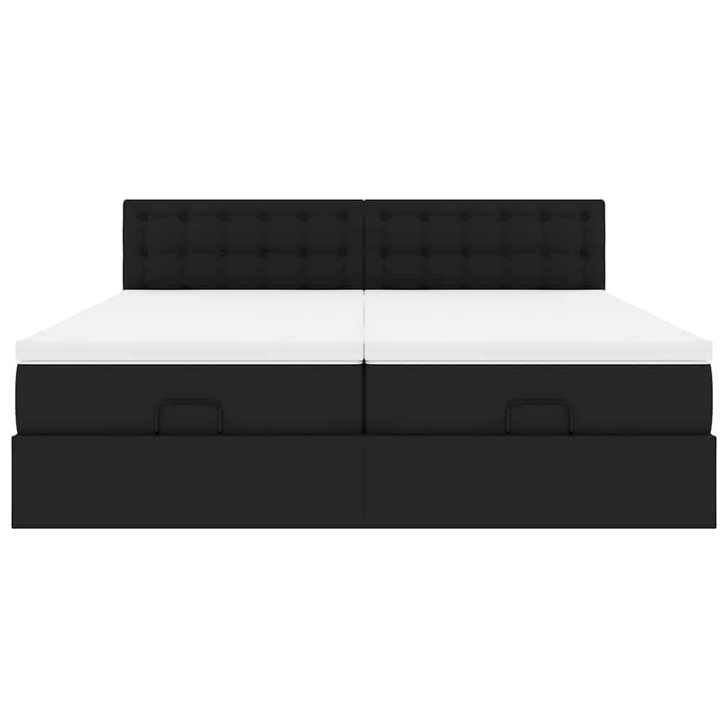 Otomanski krevet s madracima i LED crni 180x200 cm umjetna koža