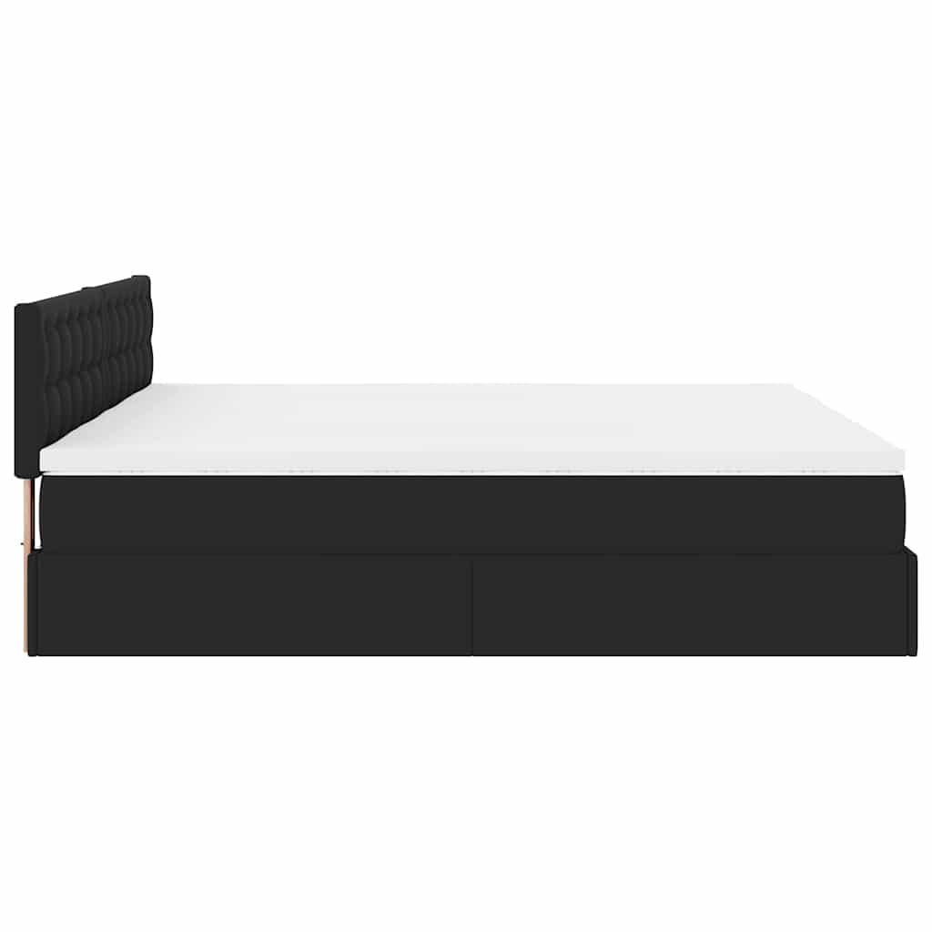 Otomanski krevet s madracima i LED crni 180x200 cm umjetna koža