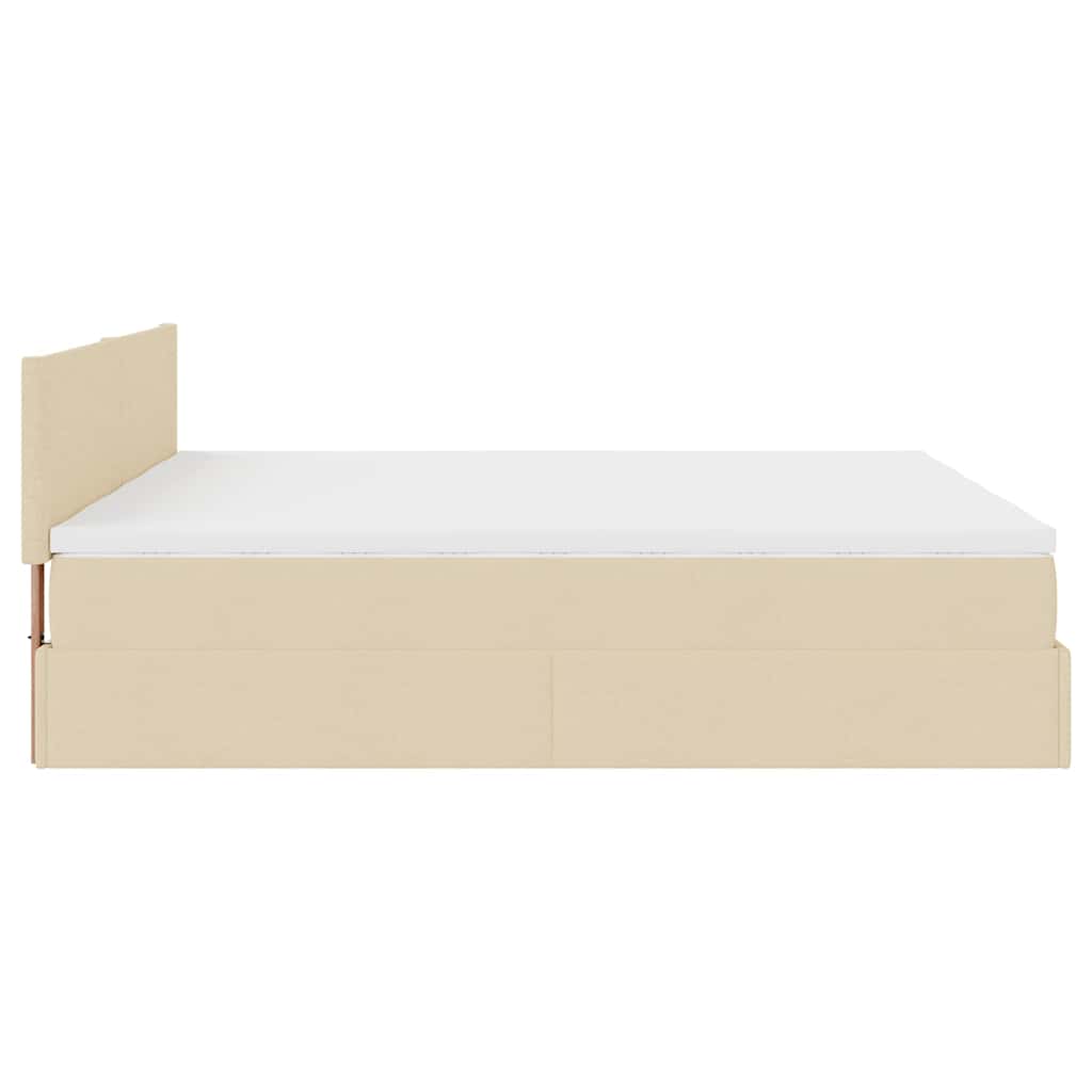 Otomanski okvir kreveta s madracima krem 160x200cm od tkanine