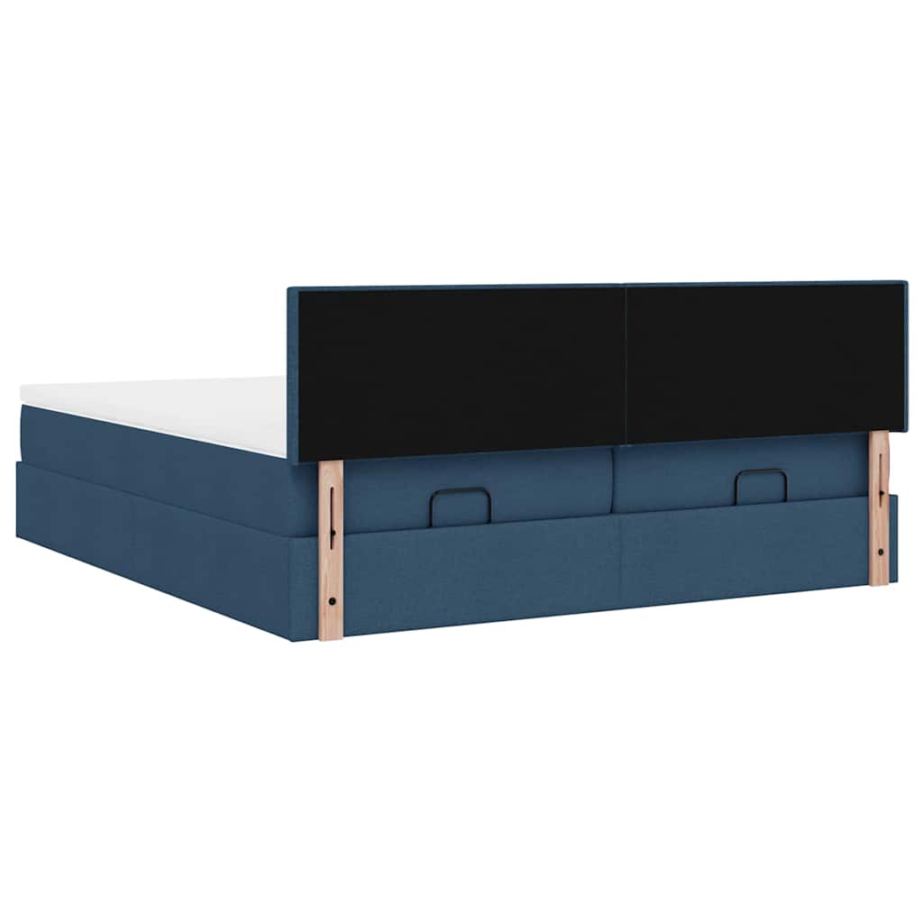 Ottoman krevet s madracima i LED diodama plavi 160x200 cm tkanina