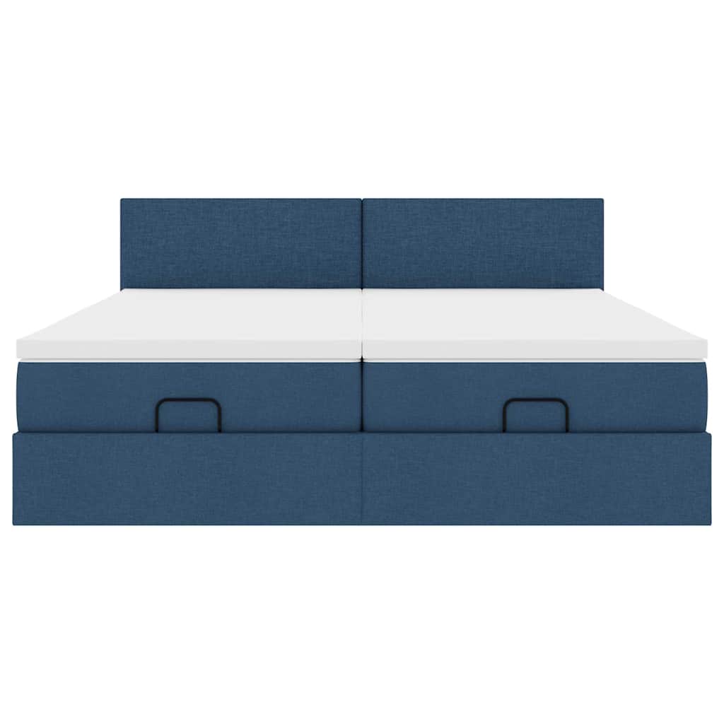 Ottoman krevet s madracima i LED diodama plavi 160x200 cm tkanina