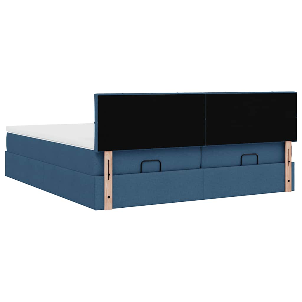 Ottoman krevet s madracima i LED diodama plavi 160x200 cm tkanina