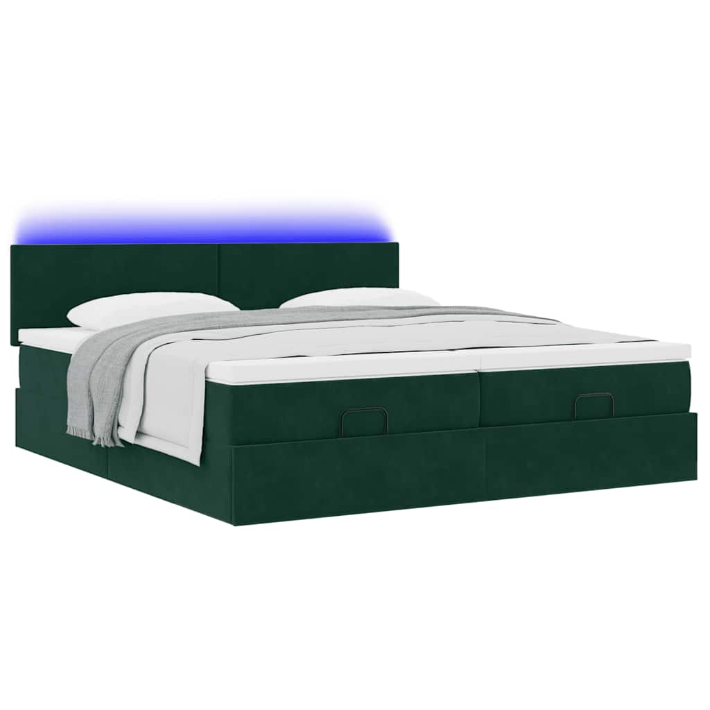 Okvir kreveta s madracima tamnozeleni 180x200cm baršunasti
