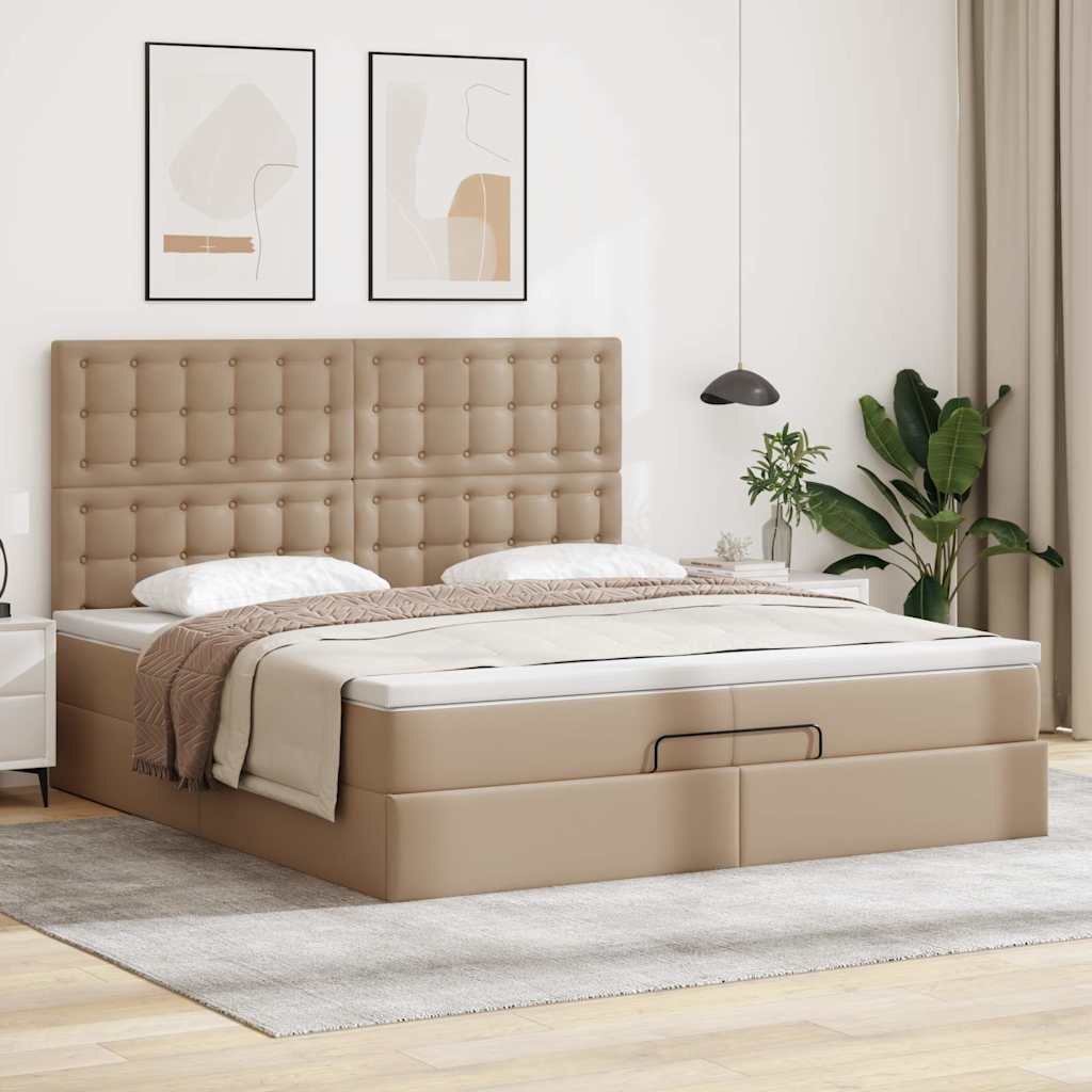 Okvir kreveta s madracima cappuccina 200x200 cm umjetna koža