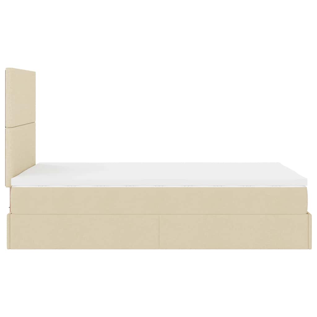 Otomanski okvir kreveta s madraca krem 120x190 cm od tkanine