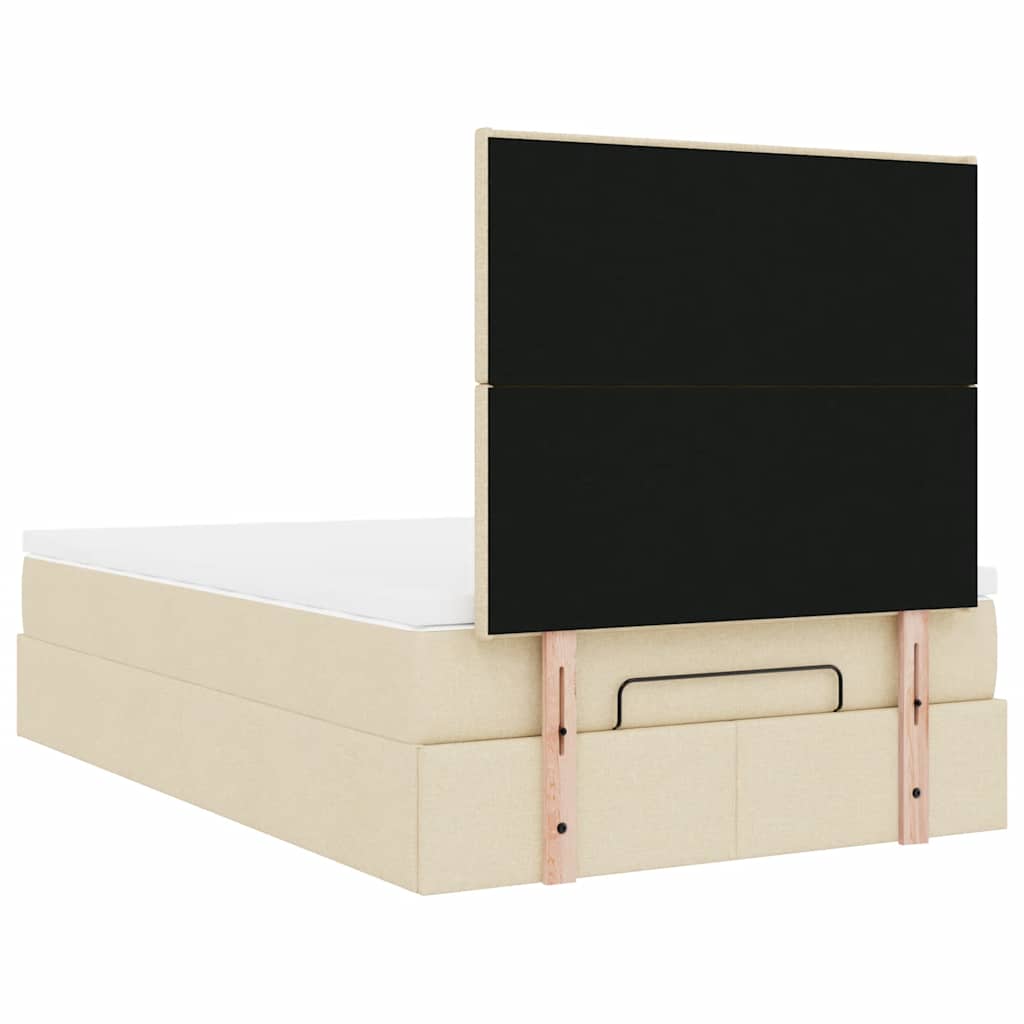 Otomanski okvir kreveta s madraca krem 120x190 cm od tkanine