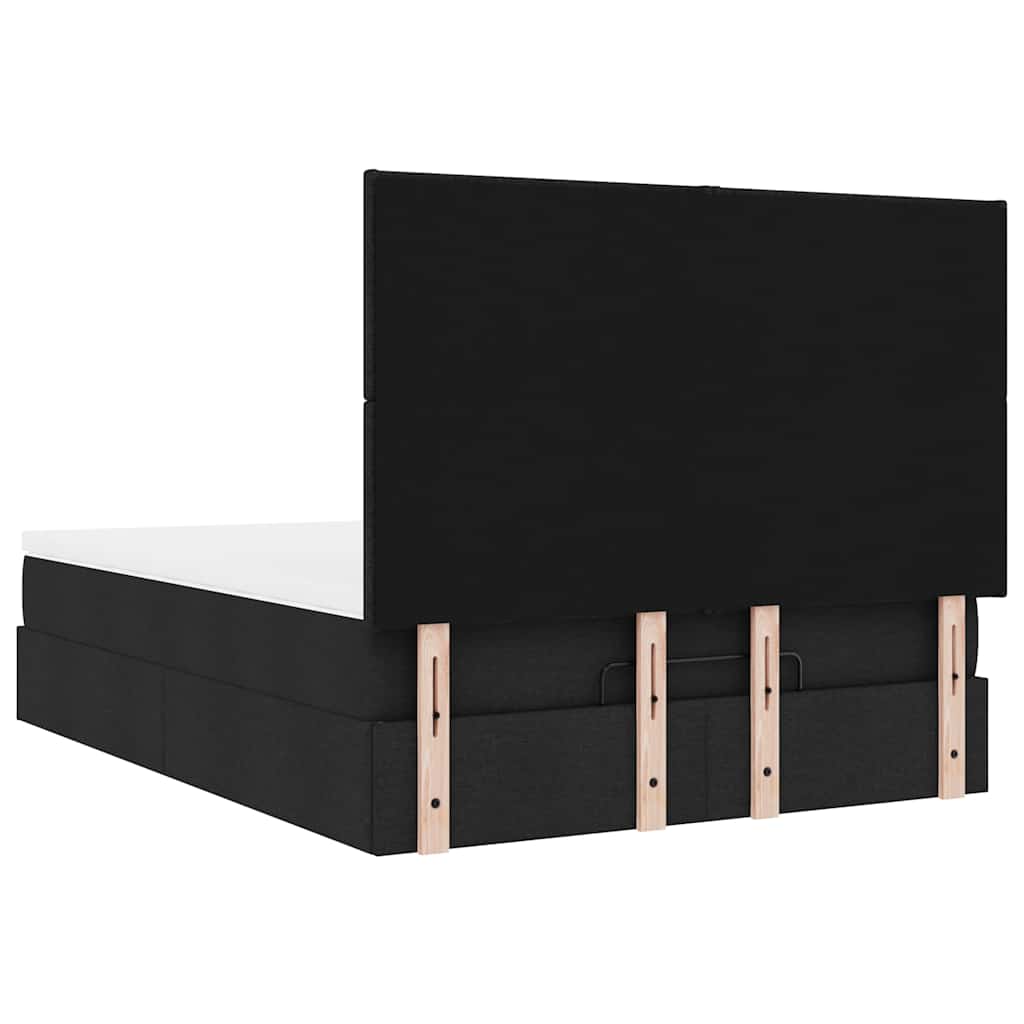 Otomanski krevet s madracem crni 140x190cm od tkanine