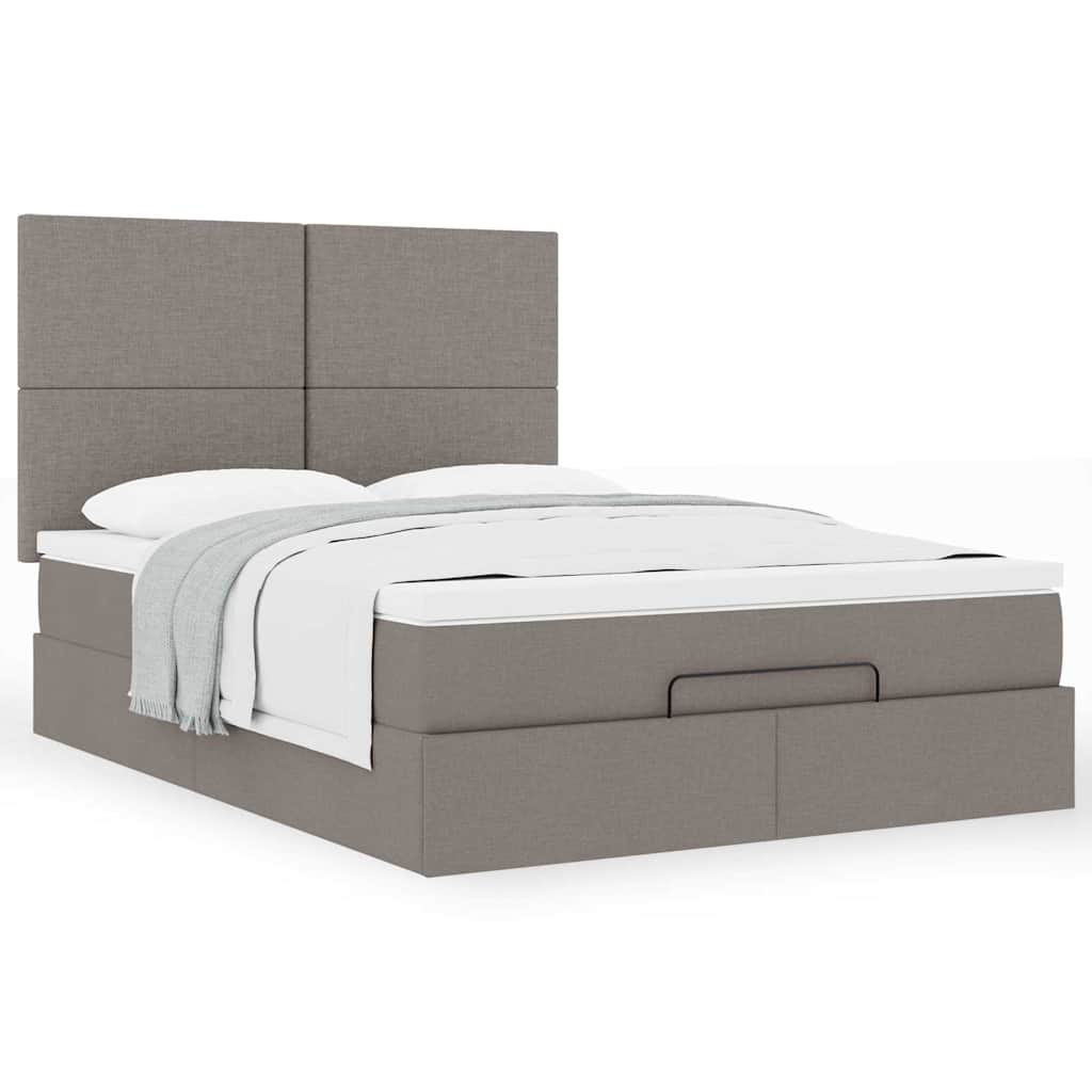 Ottoman krevet s madracem, taupe boja, 140x190 cm, tkanina