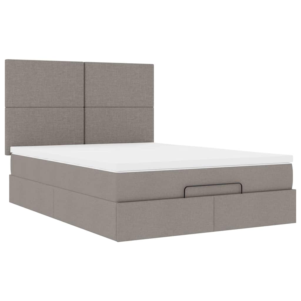 Ottoman krevet s madracem, taupe boja, 140x190 cm, tkanina
