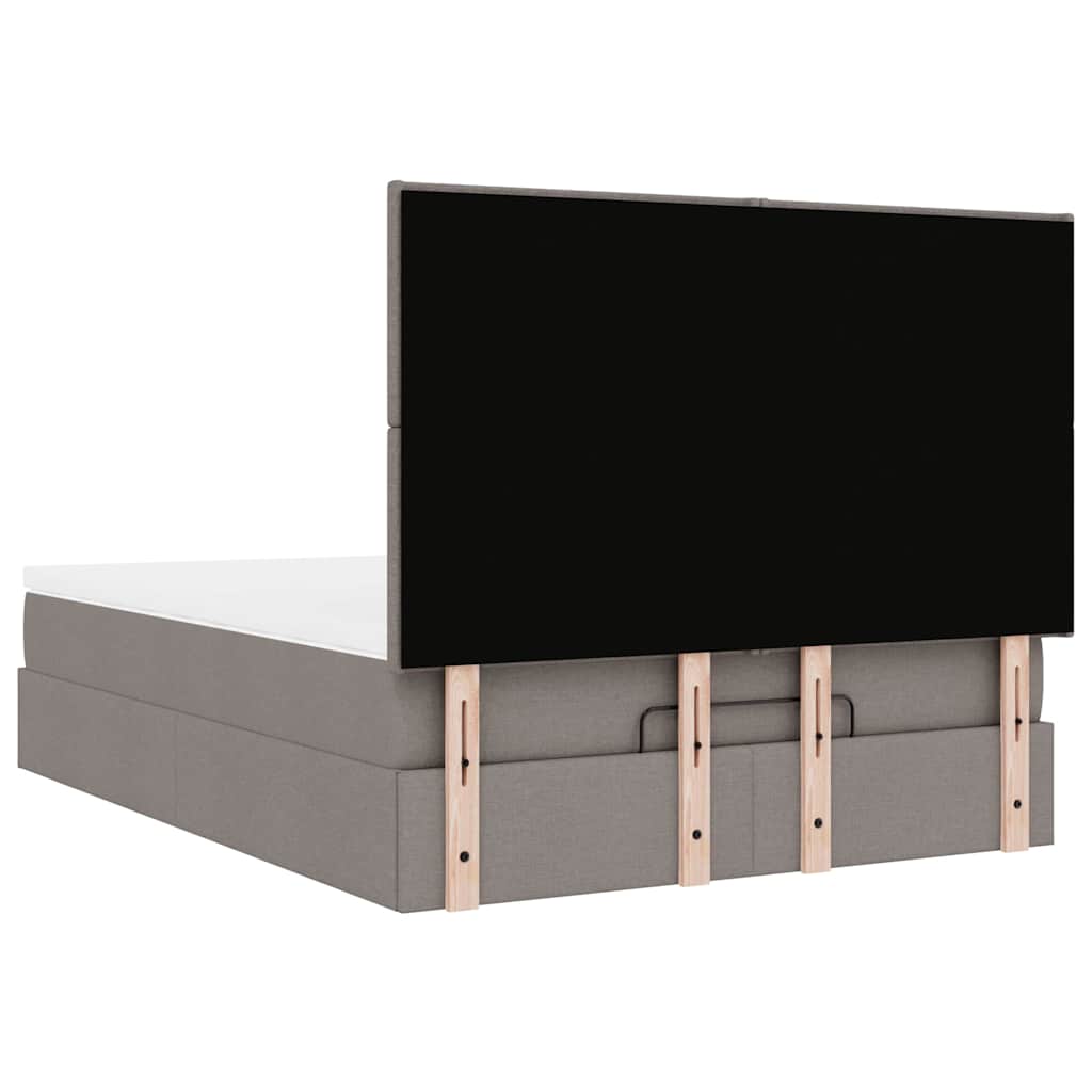 Ottoman krevet s madracem, taupe boja, 140x190 cm, tkanina