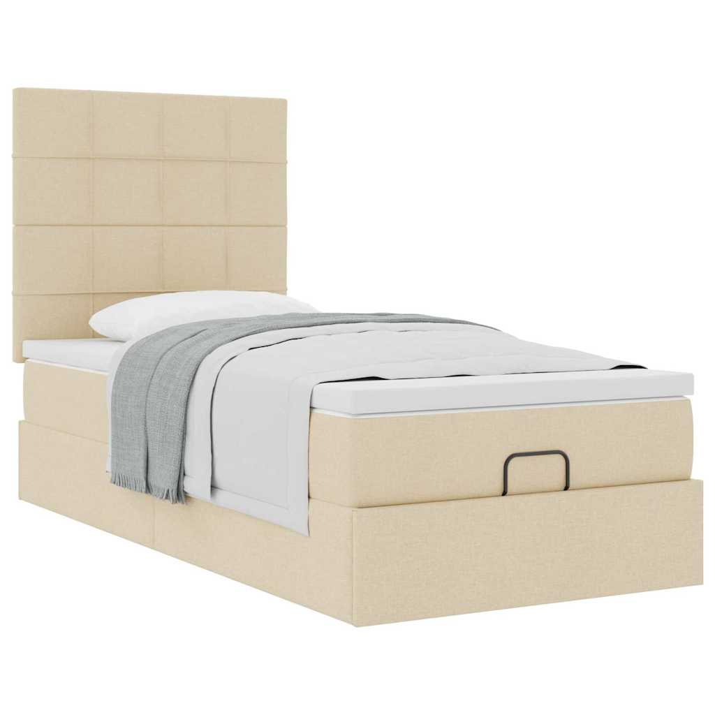 Otomanski okvir kreveta s madraca krem 80x200cm od tkanine