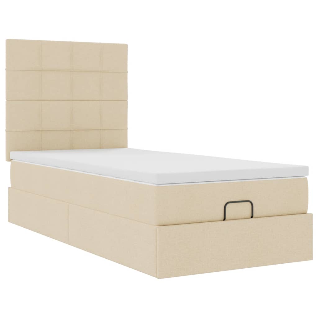 Otomanski okvir kreveta s madraca krem 80x200cm od tkanine