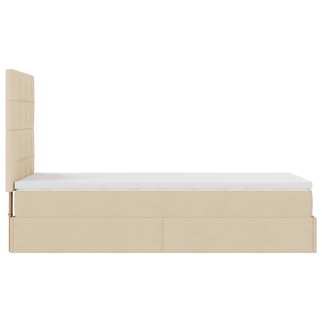 Otomanski okvir kreveta s madraca krem 80x200cm od tkanine
