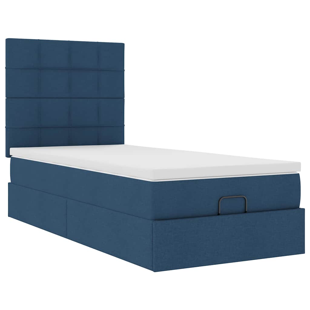 Otomanski krevet s madracem plavi 90x200 cm tkanine