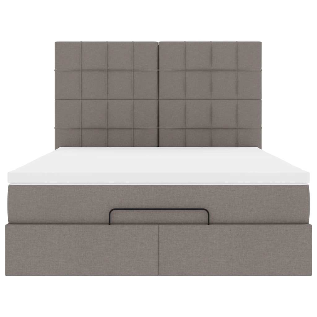 Ottoman krevet s madracem, taupe boja, 140x190 cm, tkanina