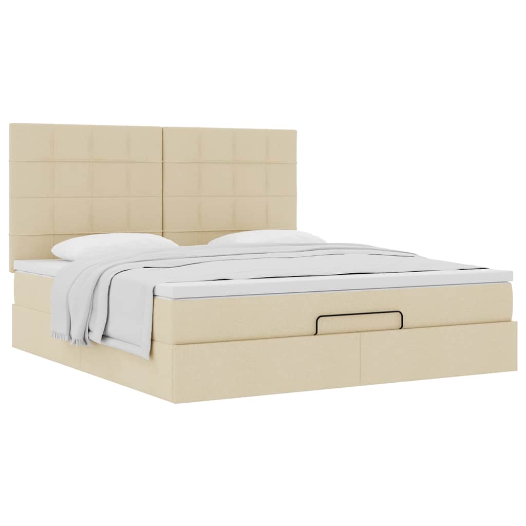 Otomanski krevet s madracem krem 160x200 cm od tkanine
