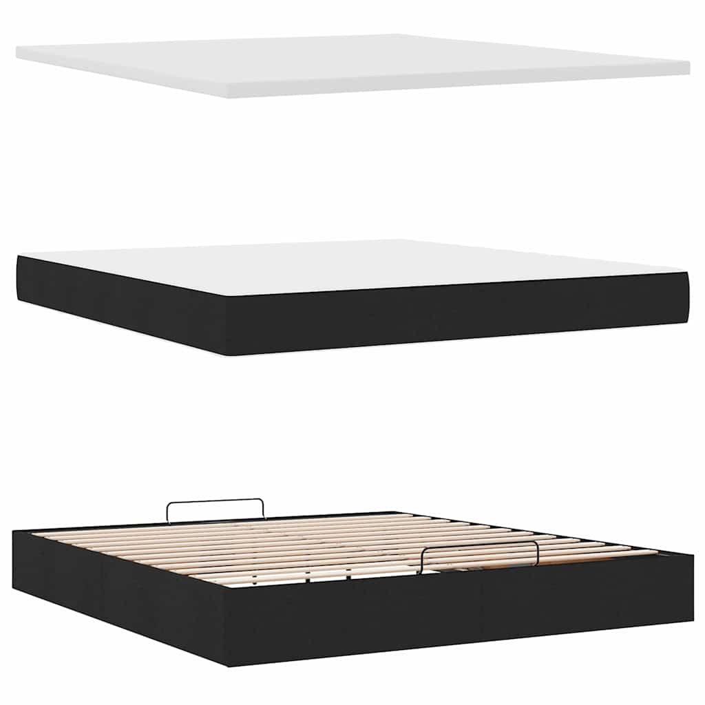 Otomanski krevet s madracem crni 180x200cm od tkanine