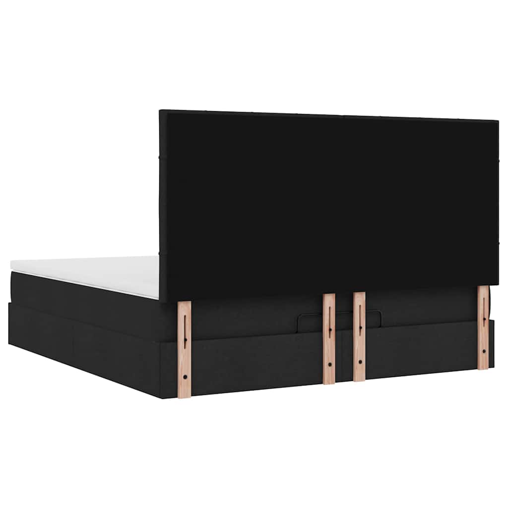 Otomanski krevet s madracem crni 180x200cm od tkanine
