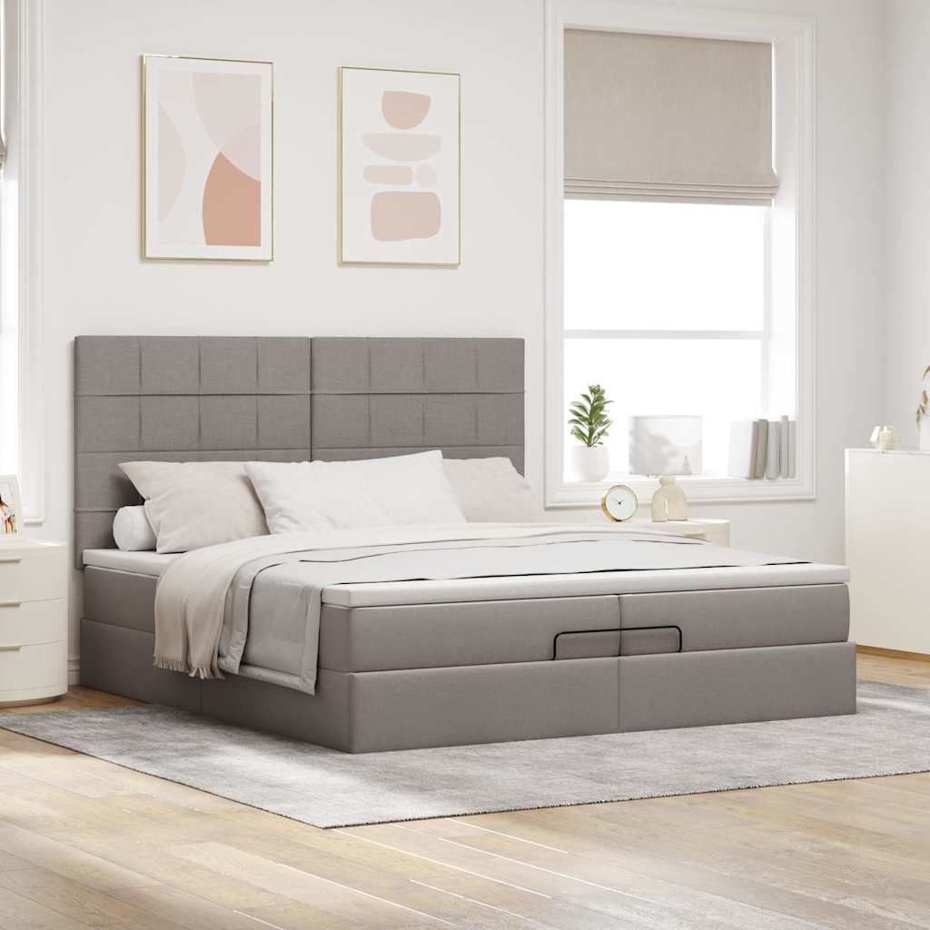 Otomanski okvir kreveta s madracima smeđesivi 200x200cm tkanine