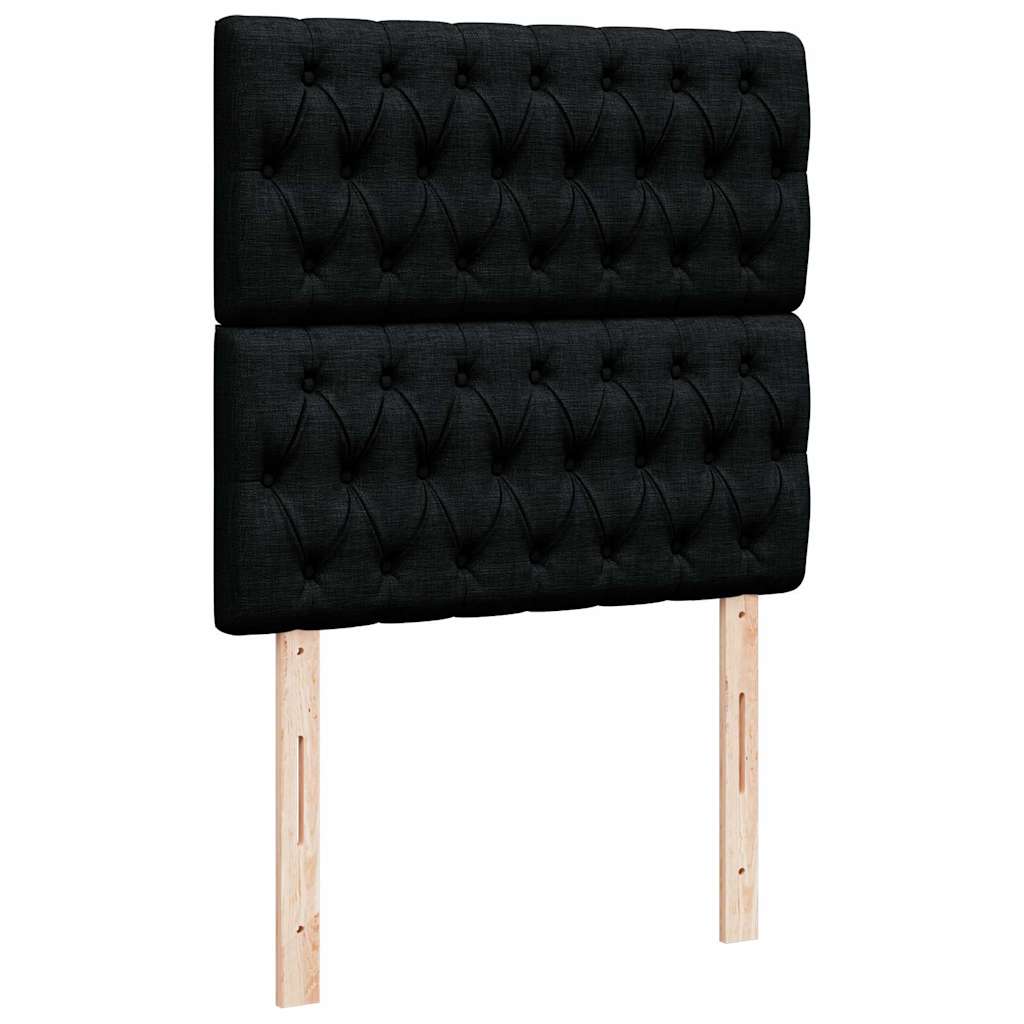 Otomanski okvir kreveta s madraca crni 80x200cm od tkanine