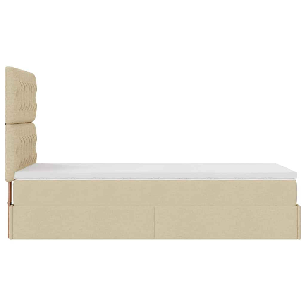 Otomanski okvir kreveta s madraca krem 80x200cm od tkanine