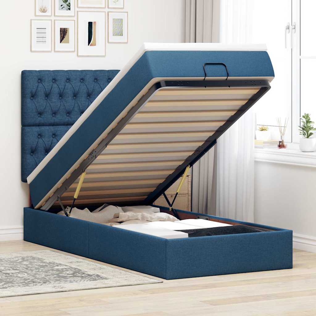 Ottoman krevet s madracem plavi 80x200 cm tkanina