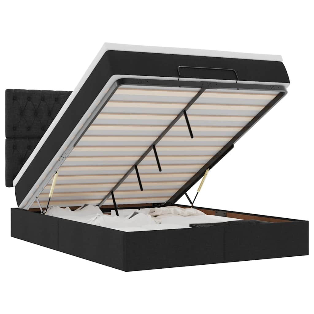 Otomanski krevet s madracem crni 140x190cm od tkanine