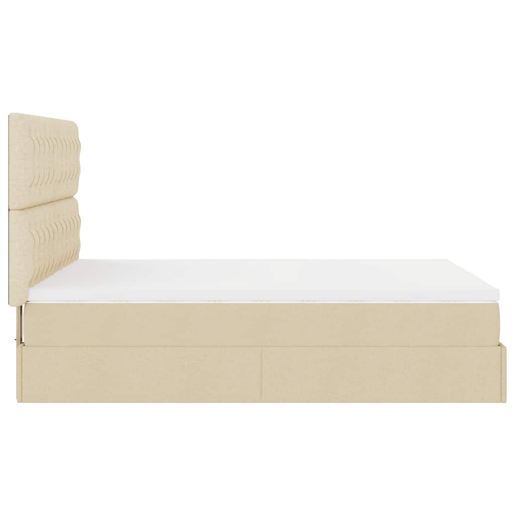Otomanski krevet s madracem krem 140x190cm od tkanine