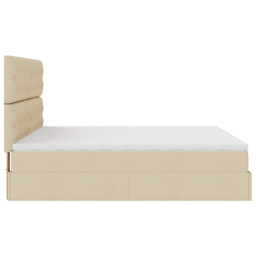 Otomanski krevet s madracem krem 160x200 cm od tkanine