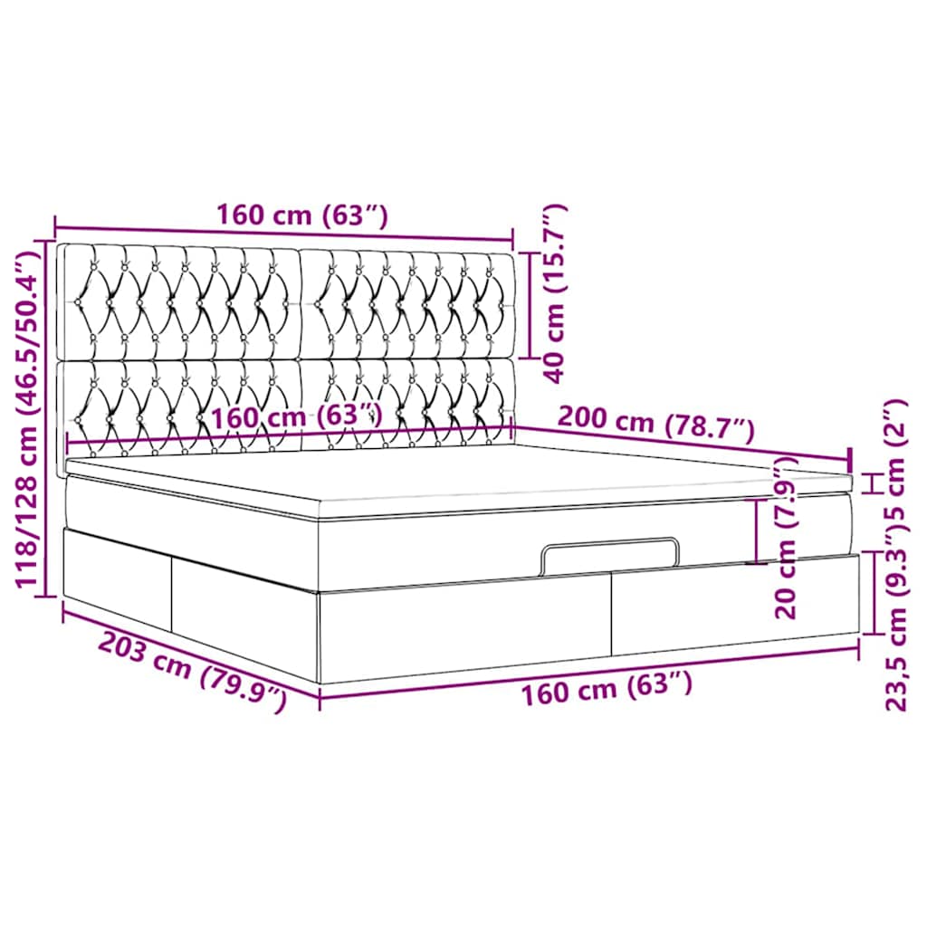 Otomanski krevet s madracem plavi 160x200cm od tkanine