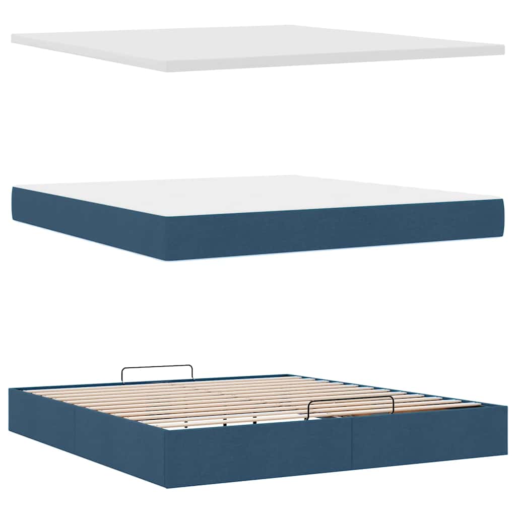 Otomanski krevet s madracem plavi 160x200cm od tkanine