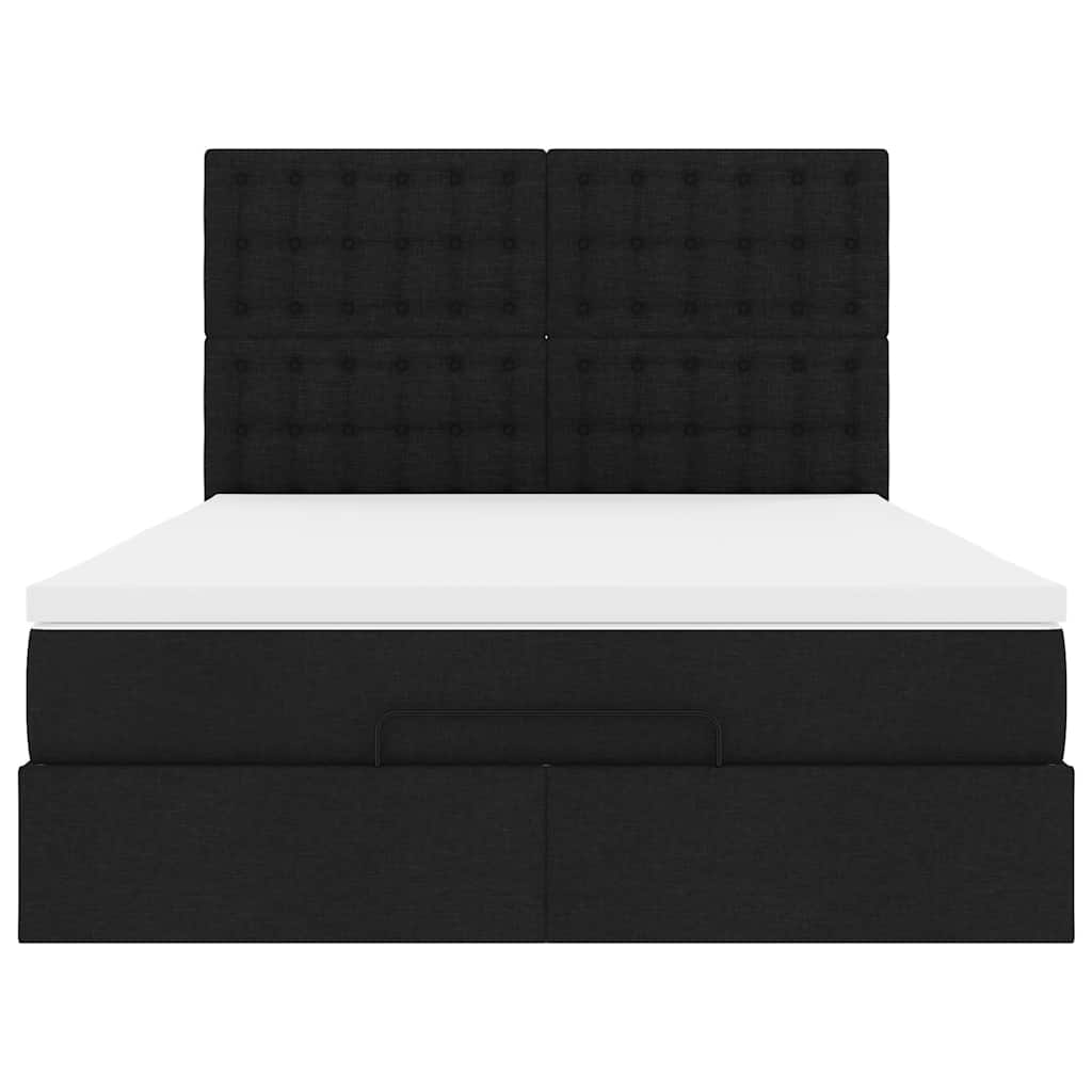 Otomanski krevet s madracem crni 140x190cm od tkanine