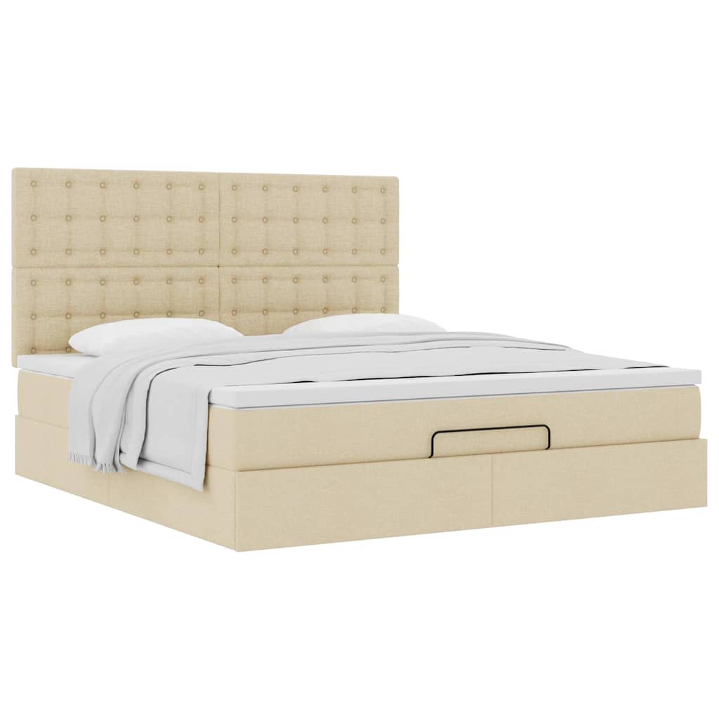 Otomanski krevet s madracem krem 160x200 cm od tkanine