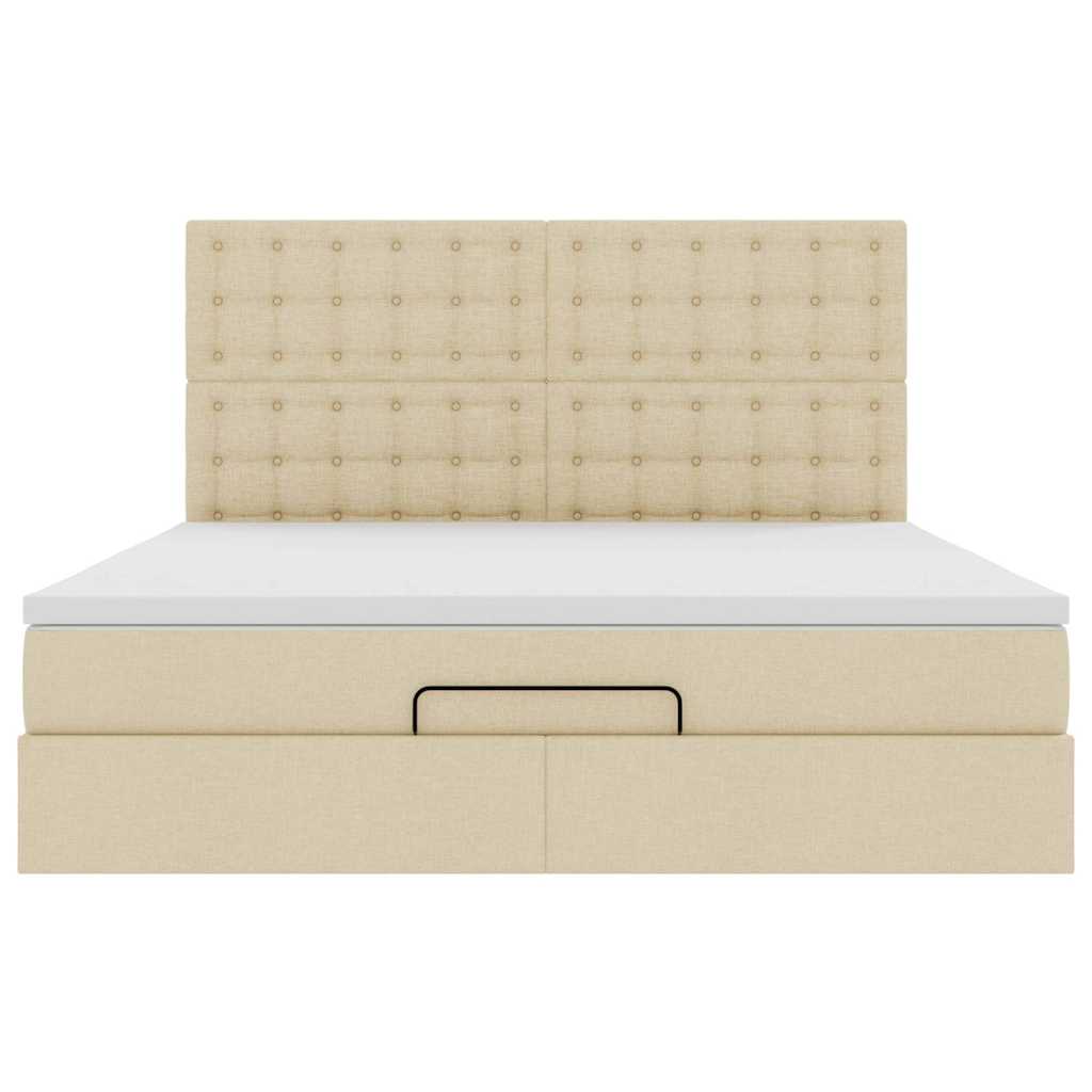 Otomanski krevet s madracem krem 160x200 cm od tkanine