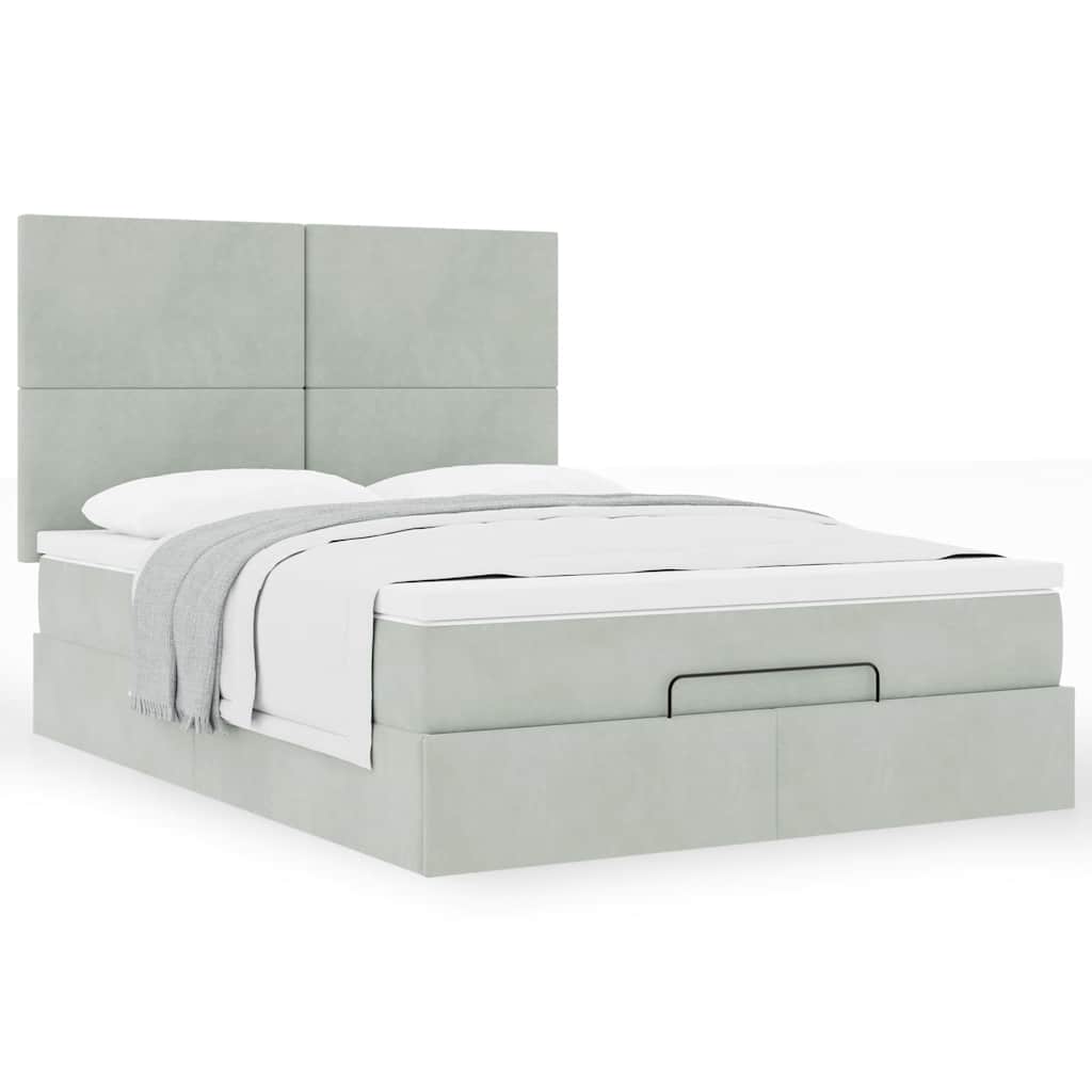 Otomanski krevet s madracima svijetlosivi 140x190 cm baršunasti
